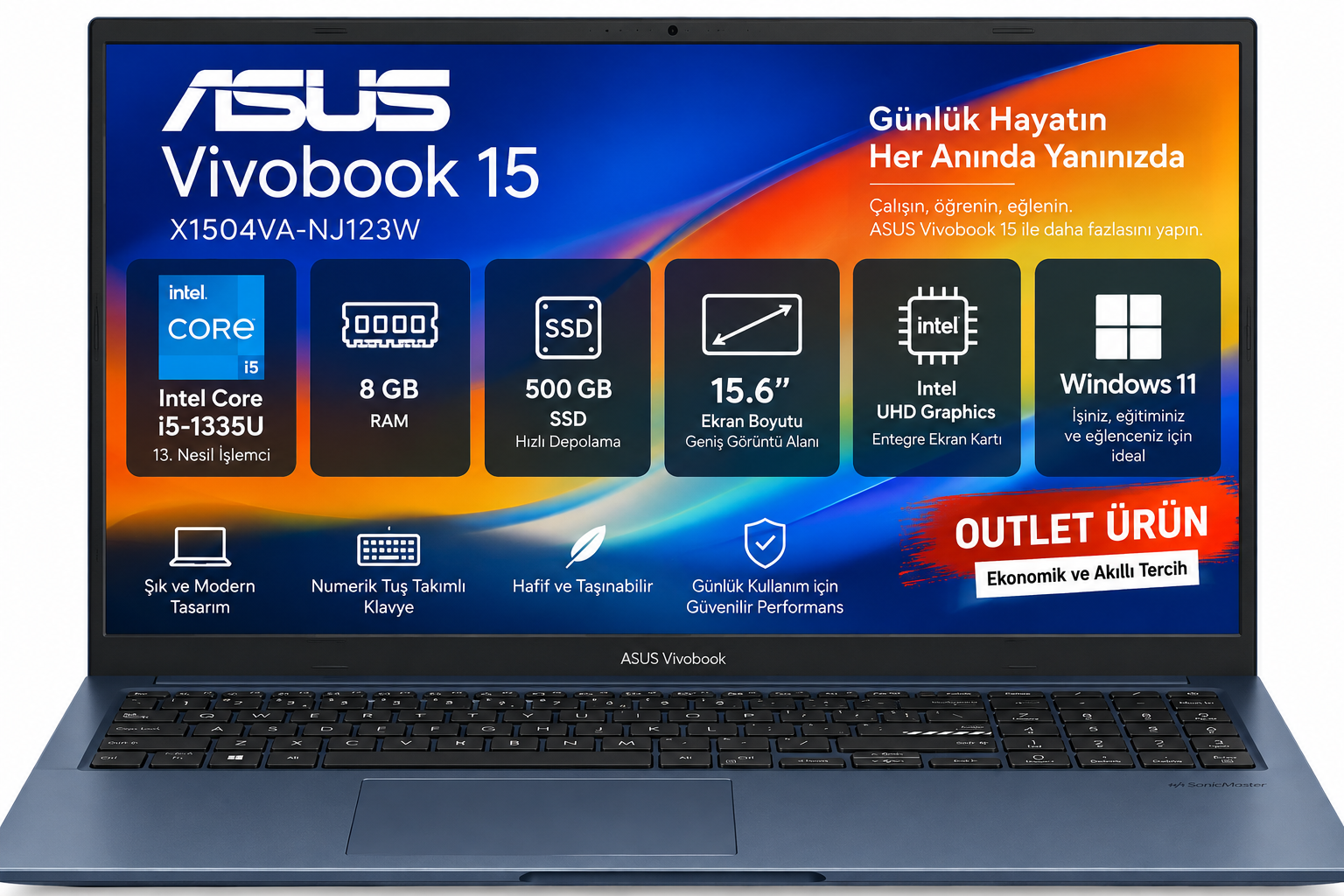 Asus Vivobook 15 X1504VA-NJ123W Intel i5-1335U 8 RAM 500 SSD 15.6" Notebook - İkinci EL